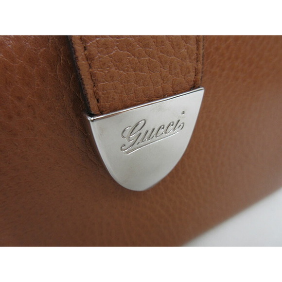 Gucci Double Hook Long Wallet Brown Leather - Picture 7 of 11